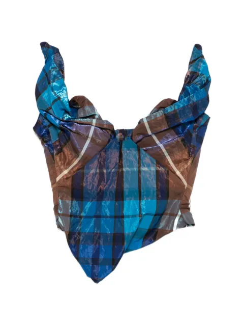 Vivienne Westwood tartan-print draped corset top Blue 1503004PW01JF