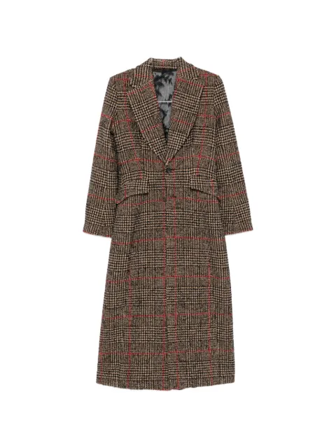 Quetsche check-pattern tulle-panel coat Black C8SS26C19