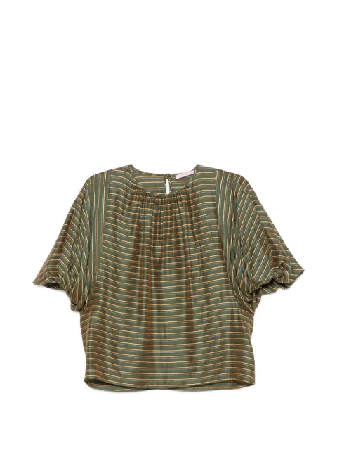 Kristina Ti striped puffed-sleeve blouse Green KBL0162TI0323