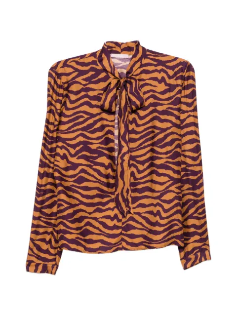 Kristina Ti zebra-print pussy-bow blouse Orange KBL0169TI0338