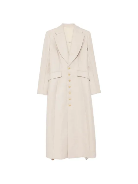 Quetsche lace-panelled single-breasted coat Neutrals C8SS26C15