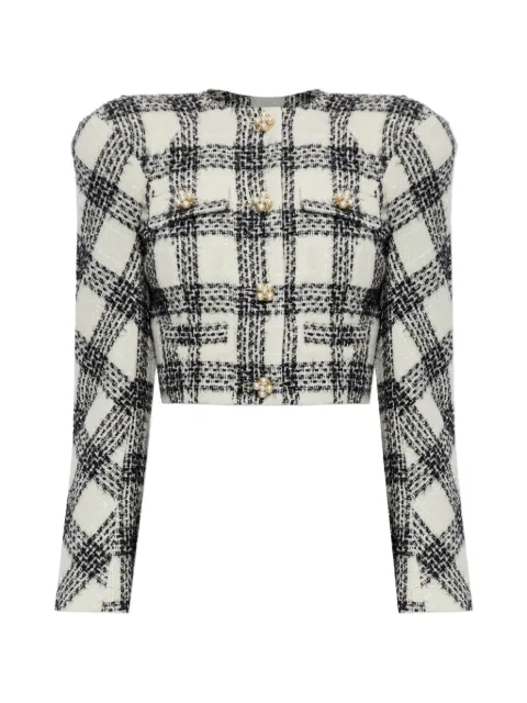 VETEMENTS check-pattern crop tweed jacket White WH27JA025WC0