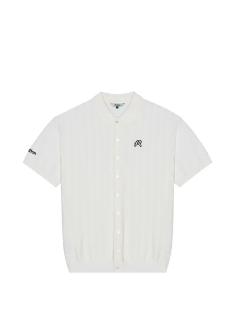 Malbon Golf Crosscut pointelle-knit polo shirt Neutrals M10179IVORY