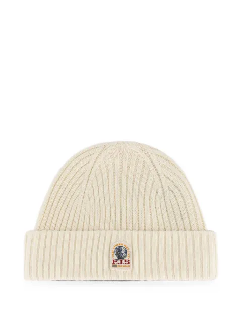 Parajumpers logo-patch ribbed-knit beanie hat Neutrals 26WPAHAHA700132