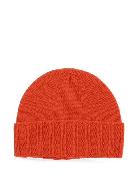 Drumohr ribbed-trim cashmere beanie hat Orange D1K750