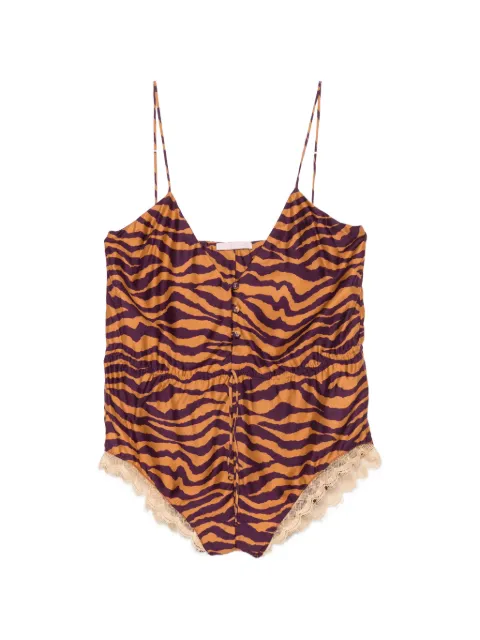 Kristina Ti tiger-print drawstring top Purple KBD0043TI0338
