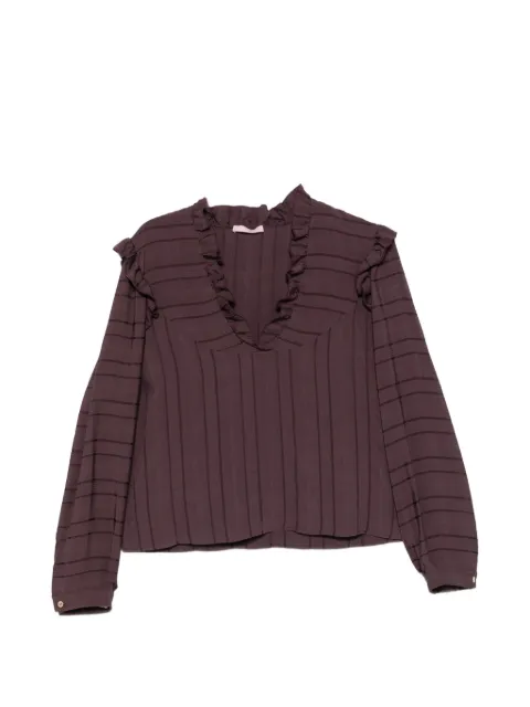 Kristina Ti ruffled striped blouse Brown KBL0166TI0327