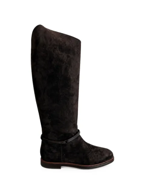 Brunello Cucinelli suede boots with precious strap Brown MZSFC3316C9795