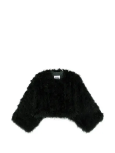 Yves Salomon feather-trim cropped jacket Black 27WAC30446PLUX