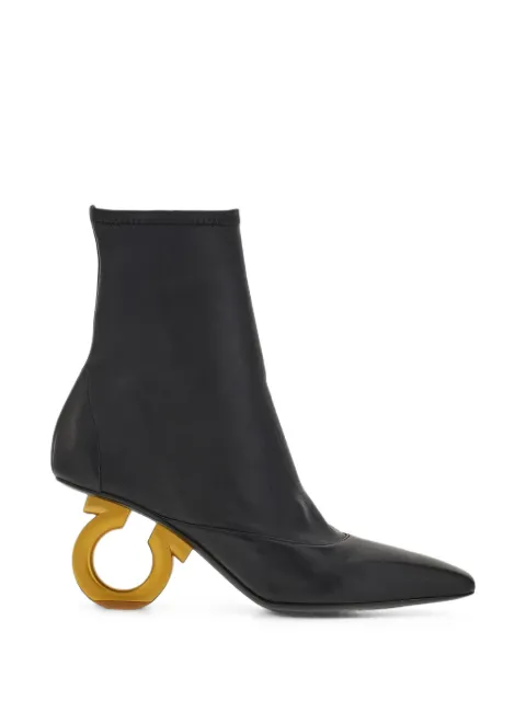 Ferragamo Gancini pointed-toe ankle boots Black 763424