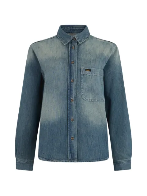 LOIS JEANS faded-effect patch-pocket denim shirt Blue 35748080