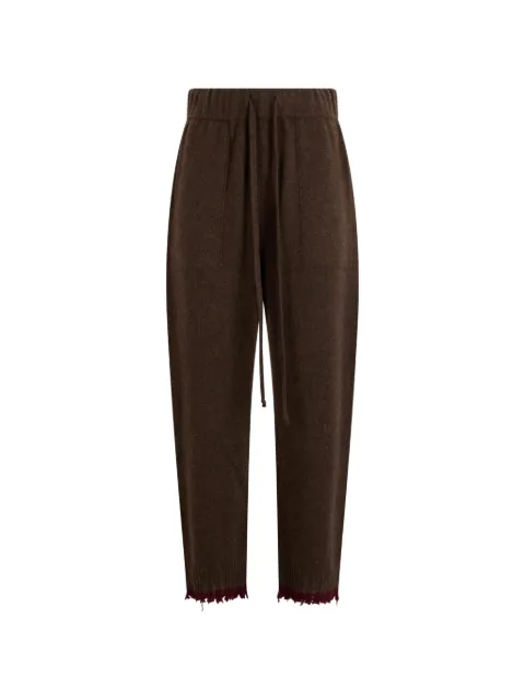 Uma Wang drawstring frayed-edge trousers Brown UK7158
