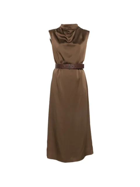 Brunello Cucinelli belted sleeveless midi dress Brown M0H38A5519