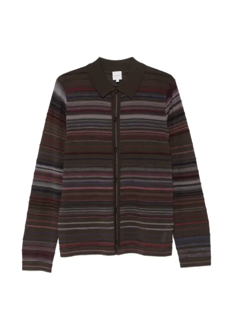 Paul Smith striped button-up polo sweater Brown M1RA004W03253