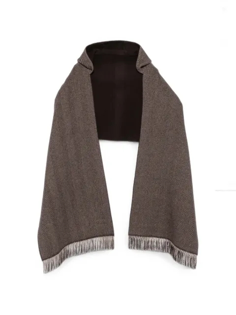 Brunello Cucinelli herringbone-pattern fringed scarf Brown MSCDAGW86CX945