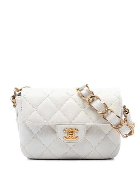 CHANEL Pre-Owned 2021-2026 Mini CC Quilted Caviar Messenger Flap crossbody bag White Q5IBHXZCYQSW34HY