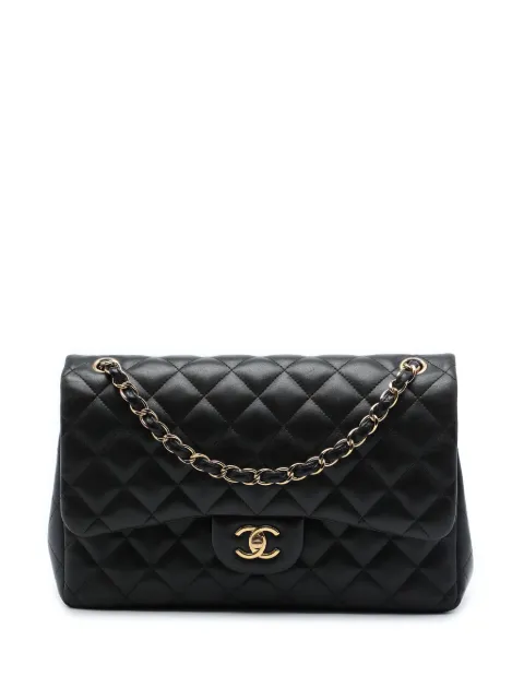 CHANEL Pre-Owned 2010-2011 Jumbo Classic Lambskin Double Flap shoulder bag Black RZL0UO5HLCADM9HN