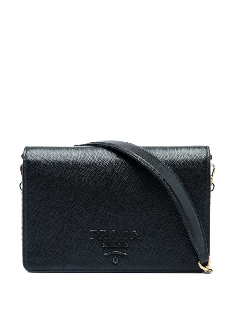 Prada Pre-Owned 2013-2026 Saffiano Lux Monochrome Wallet on Chain crossbody bag Black NLDOSPEZ8NQ4NH6P
