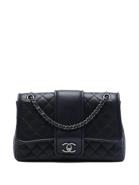CHANEL Pre-Owned 2015-2016 Large Quilted Lambskin Elementary Chic Flap shoulder bag Blue RU46U2O1ATLXK837
