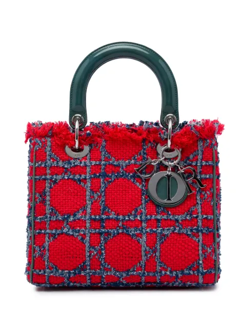 Christian Dior Pre-Owned 2011 Medium Tweed Cannage Fringe Lady Dior satchel Red MPRK01SJQ7DQY5U5