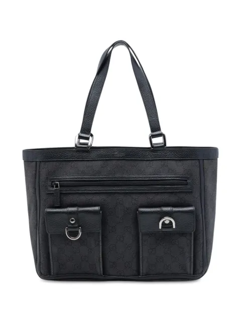 Gucci Pre-Owned 2016-2026 GG Denim Abbey D Ring Pocket tote bag Grey L31RFNGM4NR91P7F