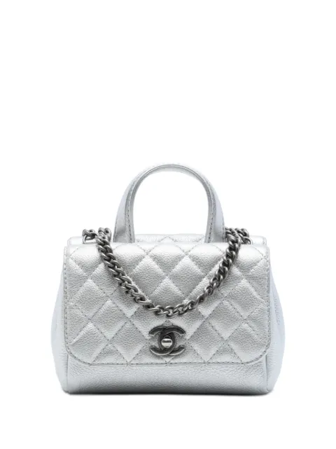 CHANEL Pre-Owned 2016-2017 Metallic Grained Calfskin Pilot Essentials Double Sided Flap satchel Silver MJ1PA6WJKSZ8XKTP