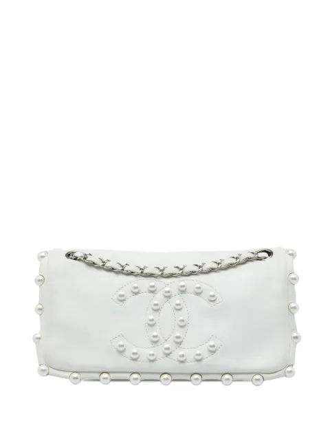 CHANEL Pre-Owned 2008-2009 Lambskin Pearl Obsession Flap shoulder bag White GAB41E9ZYTVMIQY4