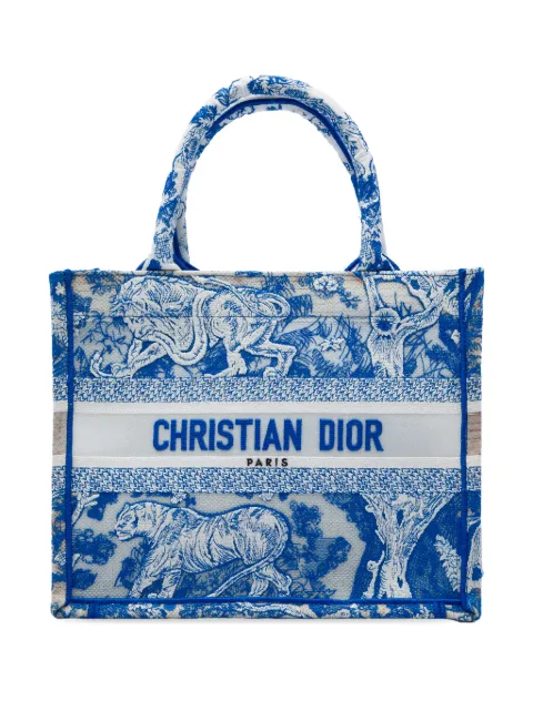 Christian Dior Pre-Owned 2022 Small Canvas Embroidered Toile De Jouy Sauvage Book tote bag Blue L73DUDTVY5OFKGR9