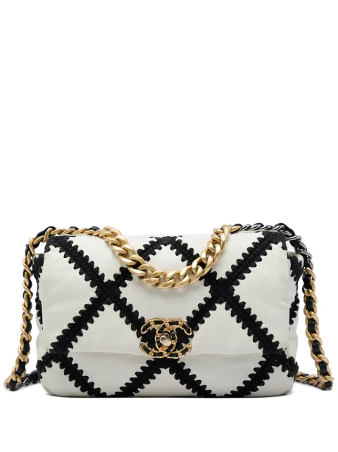 CHANEL Pre-Owned 2020 Medium Crochet Calfskin 19 Flap satchel White JE18ZP6WH0JCI48R