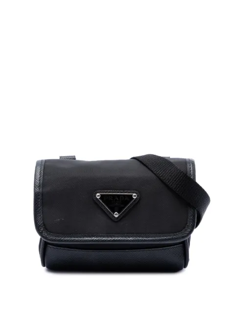 Prada Pre-Owned 2013-2026 Re Nylon and Saffiano Pouch crossbody bag Black CYE7MRZHQGEL4JN7