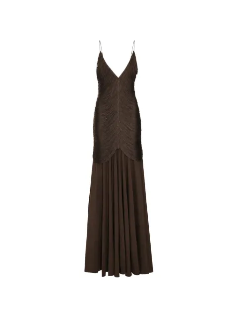 Bless Nostalgia fringe-embellished maxi dress Brown NOSTALGIA