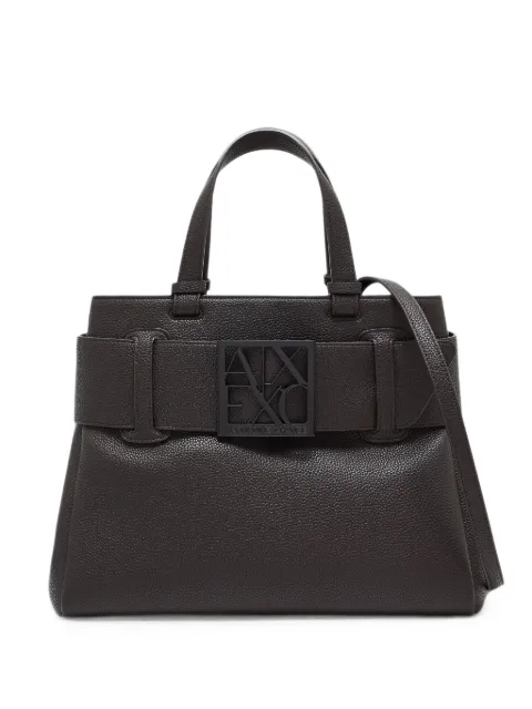 Armani Exchange logo-plaque grained tote bag Brown XW000285AF11902