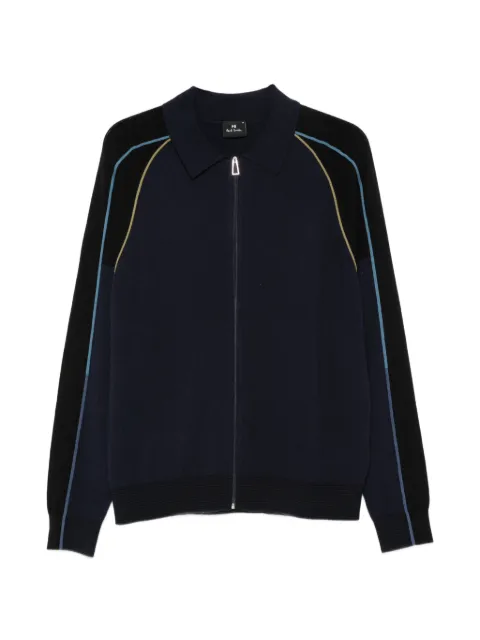 Paul Smith stripe-trim zip-up polo sweater Blue M2RA056W22826