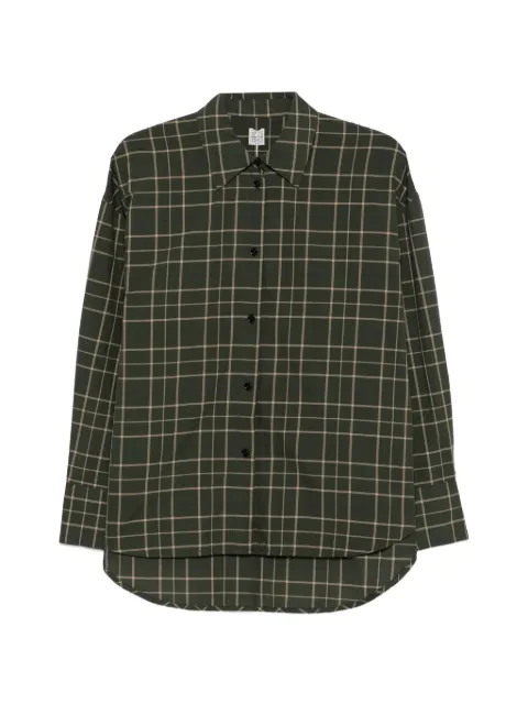 TOTEME check-pattern silk-blend shirt Green 264WRT0890FB0723423