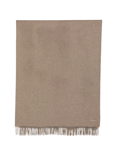 Max Mara fringed logo-embroidered scarf Neutrals 2624546332600