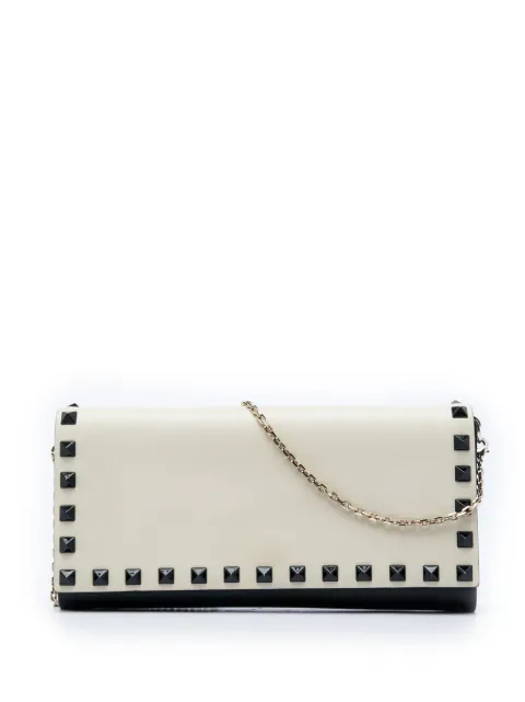 Valentino Garavani Pre-Owned 2018-2026 Bicolor Leather Rockstud Wallet on Chain crossbody bag Neutrals QOES0QKT2X6VLSDL
