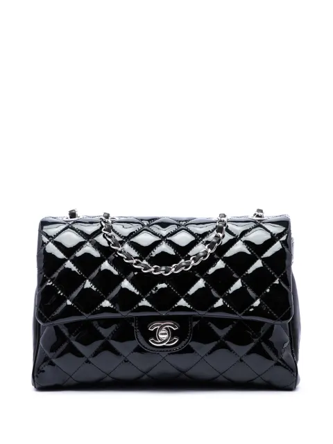 CHANEL Pre-Owned 2016-2017 Large CC Quilted Patent Double Compartment Flap crossbody bag Black QPCUW10ZN56ZPCC3