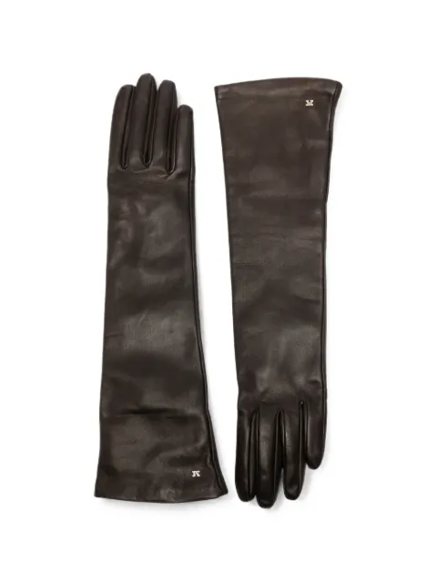 Max Mara Afidee logo-plaque leather gloves Brown 2624566032600