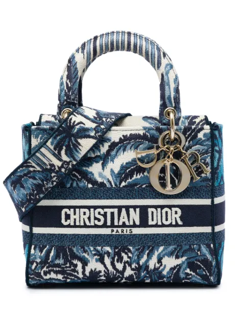 Christian Dior Pre-Owned 2021 Medium Embroidered Canvas Palm Tree Toile De Jouy Lady D Lite satchel Blue OIOKDVJU9BV8TU8O