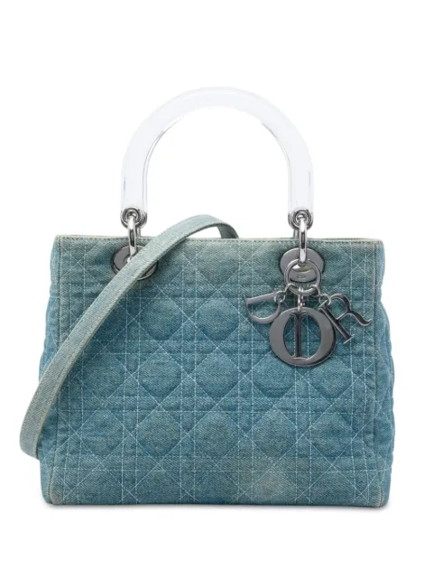 Christian Dior Pre-Owned 1999 Medium Denim Cannage Acrylic Handles Lady Dior satchel Blue P4XEC329FKI0USJ5