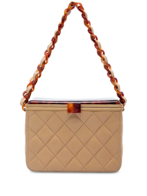 CHANEL Pre-Owned 1996-1997 CC Quilted Lambskin Tortoiseshell Box Bag vanity bag Neutrals NKTGV8E9EBGFMO38