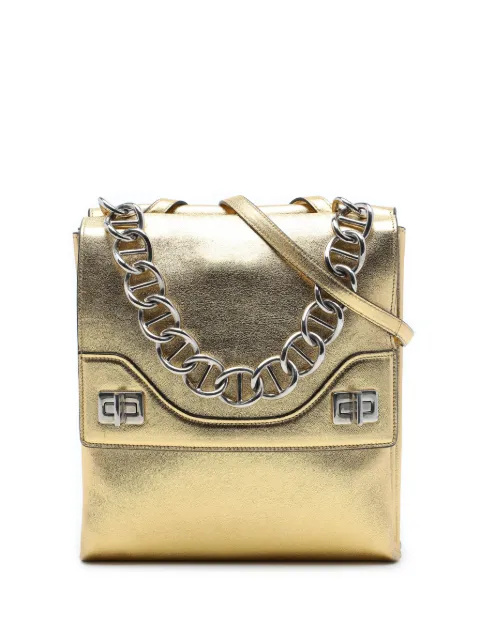 Prada Pre-Owned 2010-2026 Metallic Leather Double Flap Turn Lock satchel Gold 7VEUSQPADQ3UMCUW