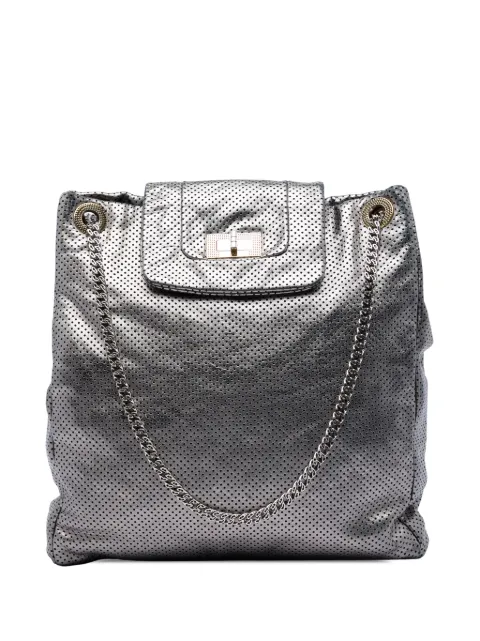 CHANEL Pre-Owned 2008-2009 Perforated Crackled Metallic Calfskin Drill tote bag Silver AX8FS6NJPH4QD4UT