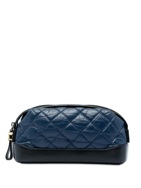 CHANEL Pre-Owned 2018 Bicolor Quilted Aged Calfskin Gabrielle Cosmetic pouch Blue C6KGWKLPMV2RIC89