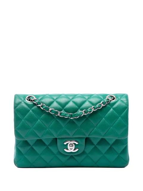 CHANEL Pre-Owned 2020 Small Classic Caviar Double Flap shoulder bag Green 8RYYBLJRMXL1CEXH
