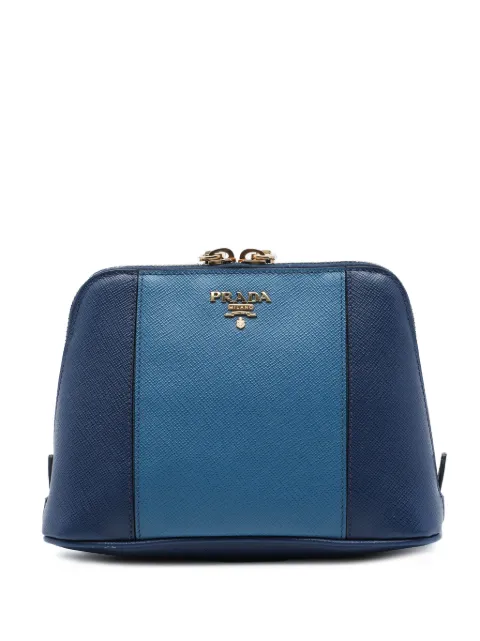 Prada Pre-Owned 2013-2026 Bicolor Saffiano Dome clutch bag Blue BFVG5JBRZAI2ZTIC