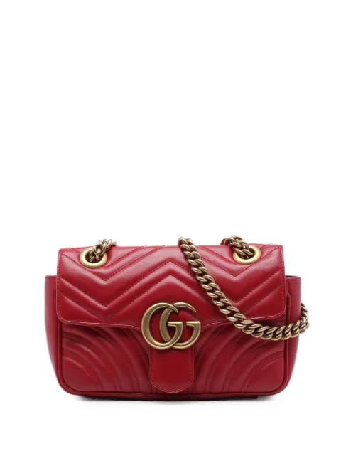 Gucci Pre-Owned 2016-2026 Small GG Marmont Matelasse Calfskin shoulder bag Red 6ROF3GUW9XU9F5PW