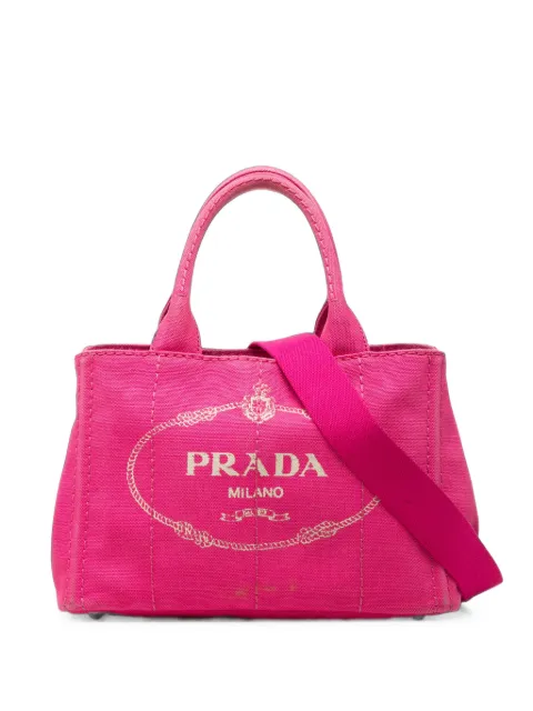 Prada Pre-Owned 2013-2026 Small Canvas Canapa Logo Tote satchel Pink J177LWP9K168H7TZ