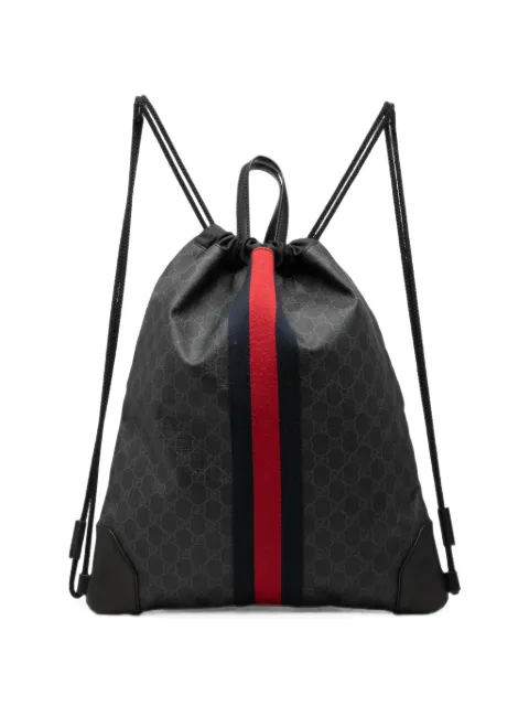 Gucci Pre-Owned 2016-2026 GG Supreme Web Drawstring backpack Black L7V1A45DDDVVLPLL