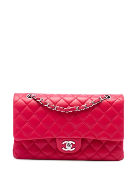 CHANEL Pre-Owned 2009-2010 Medium Classic Iridescent Lambskin Double Flap shoulder bag Pink W2X0QI40ZJSHSHY1